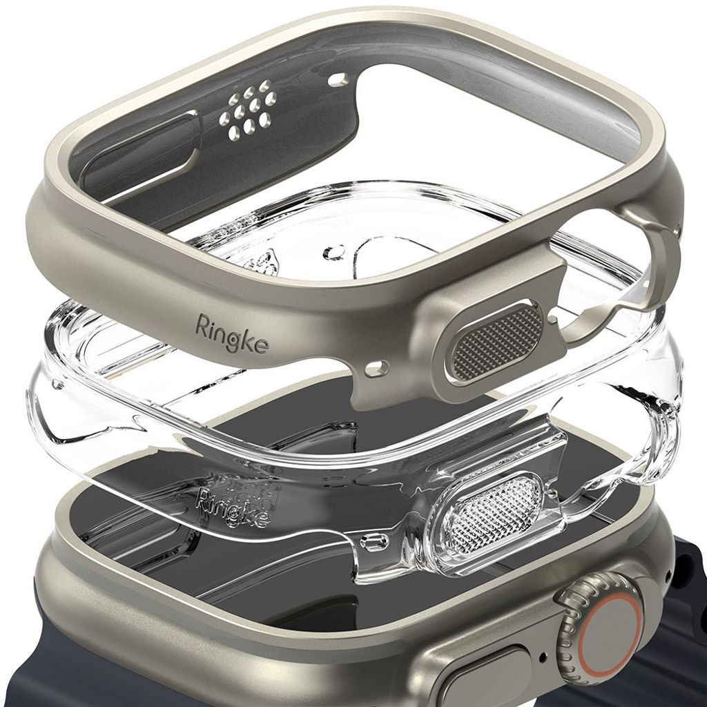 EU Product - Slim Case for Apple Watch Ultra 1/2 (49mm), 2-pack - Transparent/Silver thumbnail