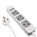 PC-LINK Triple Socket Surge Protector with USB charger ports