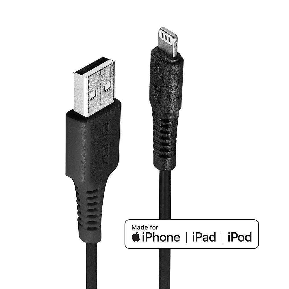 Image of Lindy 3m USB to Lightning Cable black