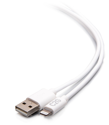 C2g Men's White 3Ft (0.9M) Usb-A To Lightning Sync And Charging Cable
