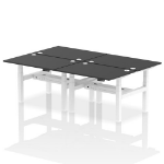 Dynamic Air Back-to-Back W1200 x D800mm Height Adjustable Sit Stand 4 Person Bench Desk With Cable Ports Black Finish White Frame - HA02860 DD