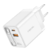 LogiLink USB-A/C charger, 65 W, GaN, 3-port, 1x USB-A (QC), 1x USB-C, 1x USB-C cable (PD), White