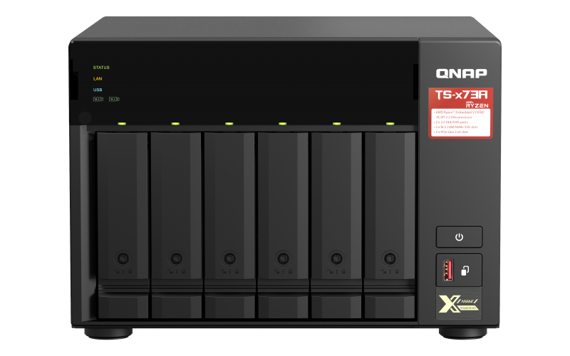 QNAP TS-673A NAS Tower Nätverksansluten (Ethernet) Svart V1500B