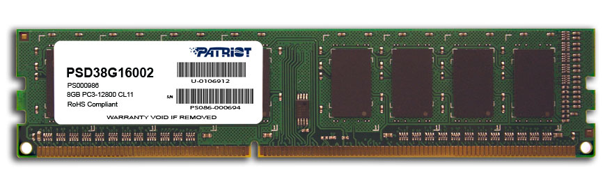 Image of Patriot Memory DDR3 8GB PC3-12800 (1600MHz) DIMM memory module 1 x...