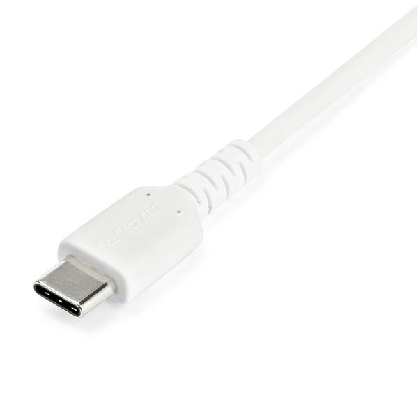 StarTech.com 1M USB A to USB C Charging Cable - Durable Fast Charge & Sync USB 2.0 to USB Type C Data Cord - Rugged TPE Jacket Aramid Fiber M/M 60W White - Samsung S10, iPad Pro, Pixel