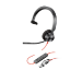 HP Poly Blackwire 3310 Monaural Microsoft Teams Certified USB-C Headset +USB-C/A Adapter