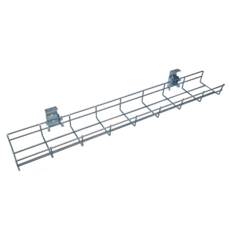 POWERDATA 800MM DESK WIRE BASKET INC. MODESTY PANEL & BRACKET