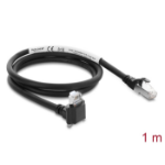 DeLOCK GigE Camera Cable RJ45 plug 90° angled with screws, connector length 28 mm to RJ45 plug Cat.6 S/FTP 1 m black
