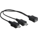 DeLOCK 20.5cm, USB micro-B - 2 x USB micro-B USB cable USB 2.0 0.205 m Micro-USB B 2 x Micro-USB B Black