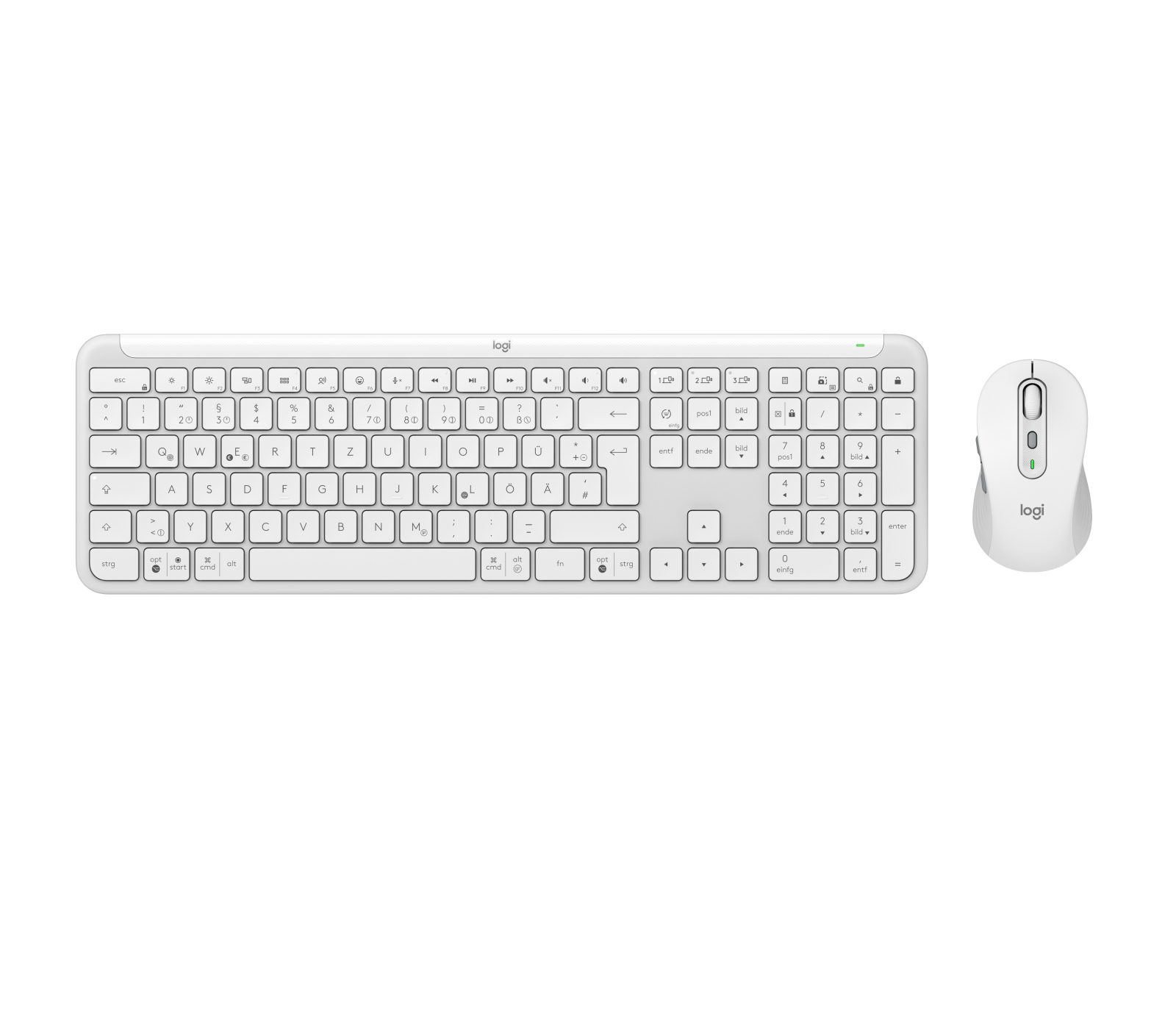 Logitech 920-012484 keyboard Mouse included Office RF Wireless + Bluetooth QWERTZ German White