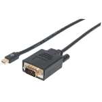 Manhattan Mini DisplayPort 1.2a to VGA Cable, 1080@60Hz, Active, 1.8m, Male to Male, Black, Polybag