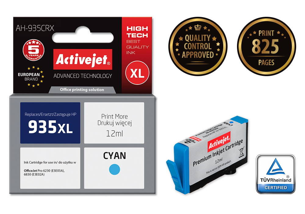 Activejet AH-935CRX ink (replacement for HP 935XL C2P24AE; Premium; 12 ml; cyan)