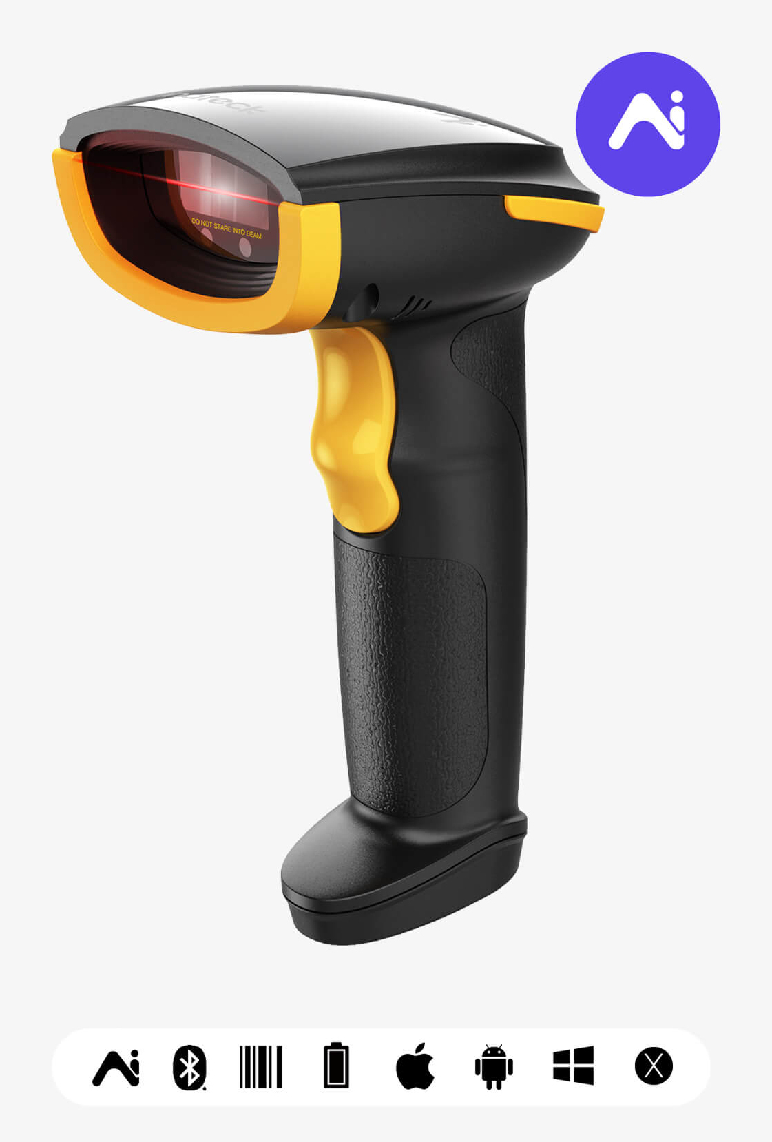 Inateck BCST-21-AI Handheld bar code reader 1D Laser Black, Yellow
