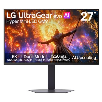 LG UltraGear evo GM9 27" IPS Hyper Mini LED Dual Mode 5K 165Hz QHD 330Hz Gaming AI Monitor
