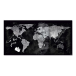 Artverum Wall Mounted Magnetic Glass Board 910x460x15mm - World Map Design