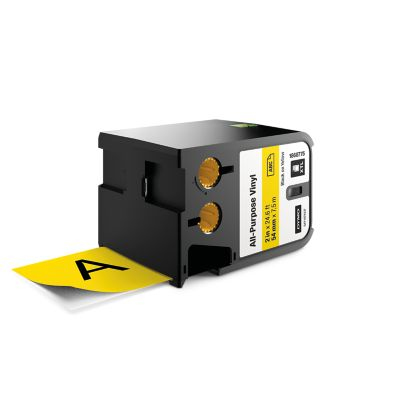 Image of Dymo 1868775 DirectLabel-etikettes Vinyl black on yellow 54mm x 7m...