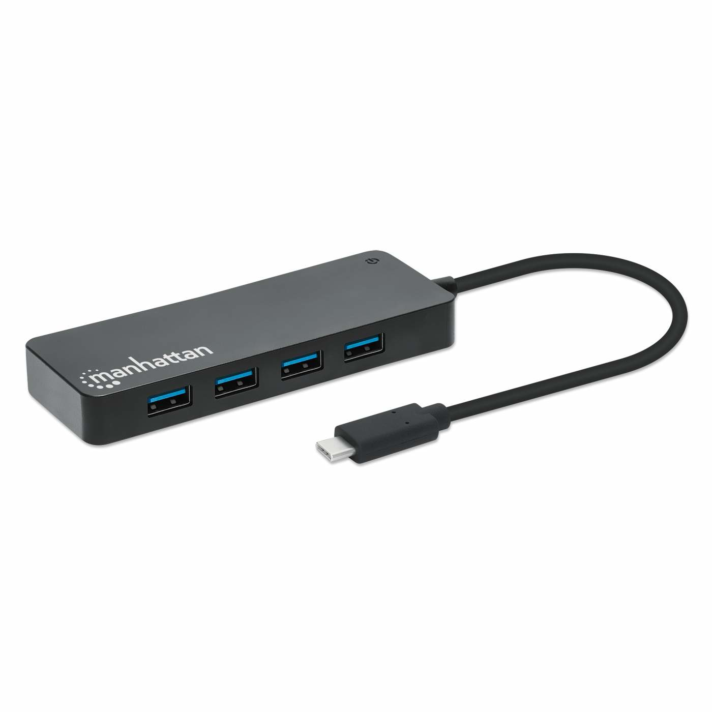 Manhattan USB-C Dock/Hub, Ports (x7): USB-A (x7), 5 Gbps (USB 3.2 Gen1 aka USB 3.0), External Power Supply Not Needed, Cable 15cm, SuperSpeed USB, Black, Three Year Warranty, Blister
