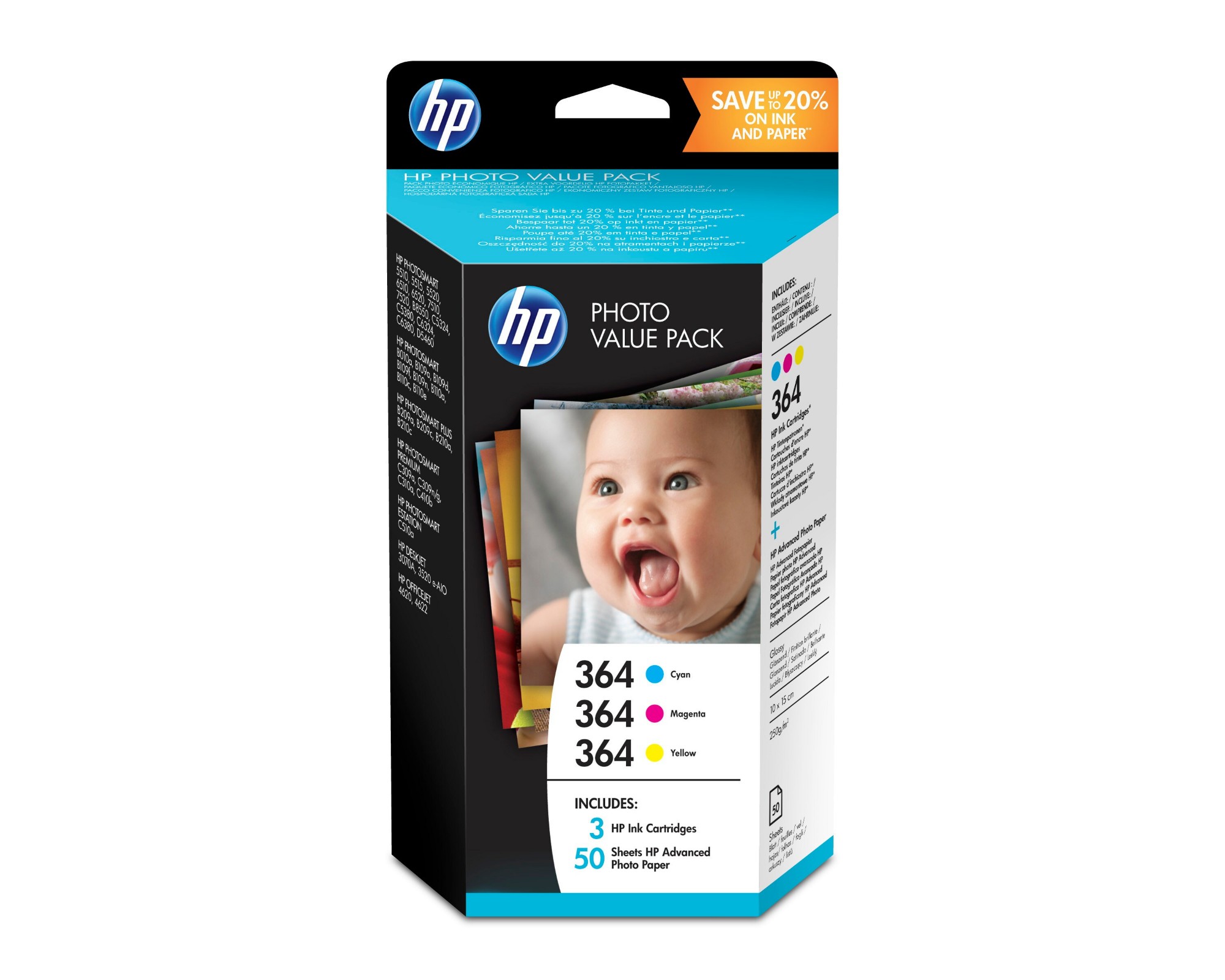 HP T9D88EE#301/364 Ink Cartridge Multi Pack C.M.Y +50 Sheet Photopaper