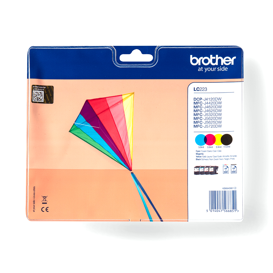 Image of Brother LC-223VALBPDR Ink cartridge multi pack Bk,C,M,Y Blister...