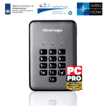 iStorage diskAshur PRO2 256-bit 500GB USB 3.2 secure encrypted hard drive IS-DAP2-256-500-C-G