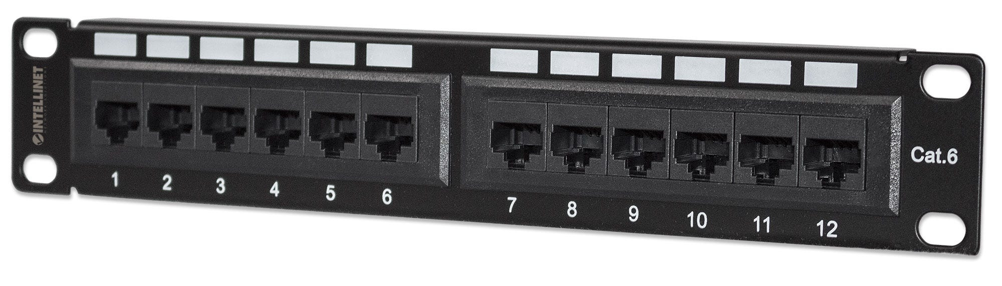 Image of Intellinet Patch Panel, Cat6, 10", UTP, 1U, 12-Port, Black