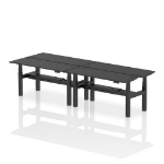 Dynamic Air Back-to-Back W1600 x D600mm Height Adjustable Sit Stand 4 Person Bench Desk With Cable Ports Black Finish Black Frame - HA02940 DD