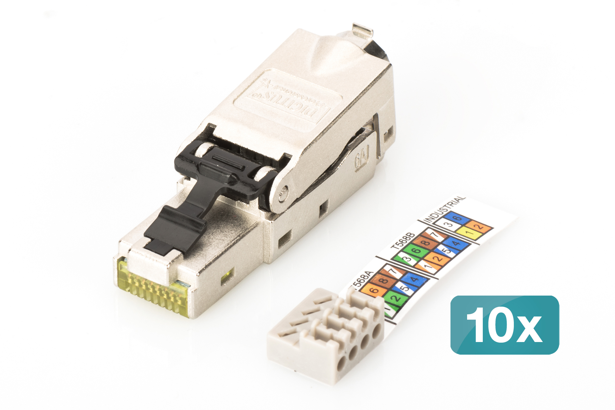 Digitus Cat 6A Field Termination Plug. Stp With Dust Cap. Bend Relief