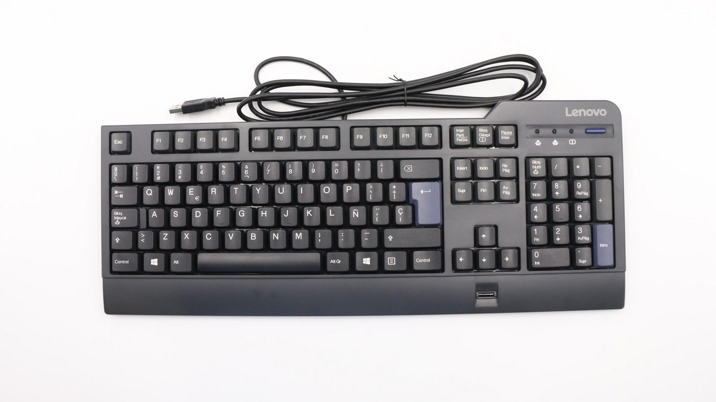 Image of Lenovo .Keyboard USB Fullsize Black Fingerprint Reader Latin Spanish