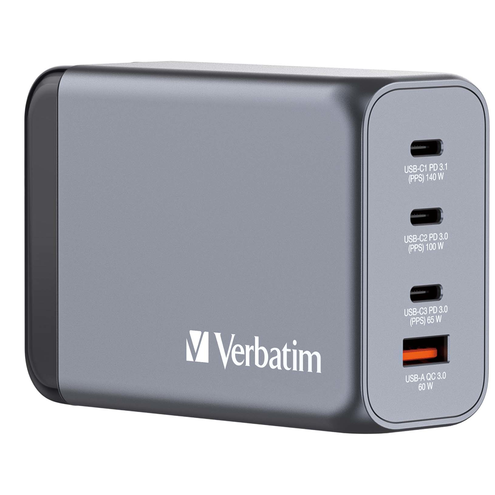 Image of Verbatim GNC-240 GaN Charger 240W with 1 x USB-C 140W /1 x USB-C 100W