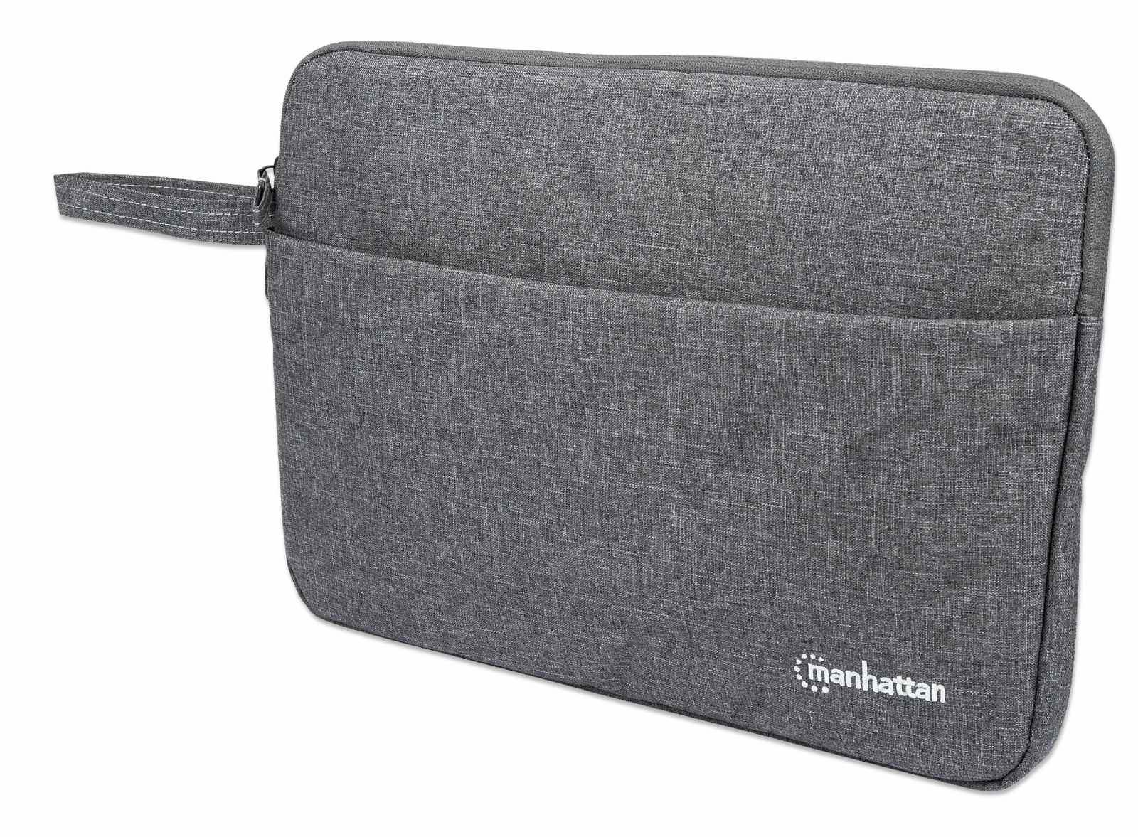 Manhattan Seattle Laptop Sleeve 14.5", Grey, Padded, Extra Soft Internal Cushioning, Main Compartment with double zips, Zippered Front Pocket, Carry Loop, Water Resistant and Durable, Notebook Slipcase, Three Year Warranty