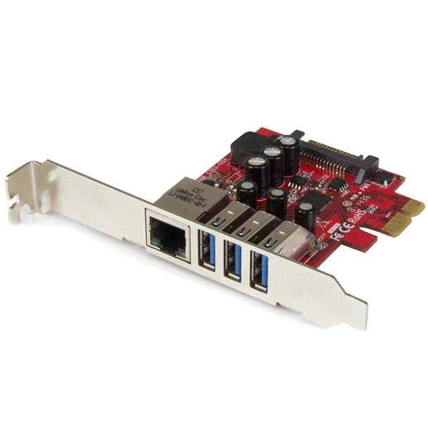 Image of StarTech.com 3-Port PCI Express USB 3.0 Card + Gigabit Ethernet