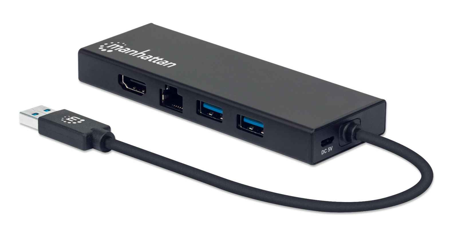 Image of Manhattan USB-A Dock/Hub, Ports (x5): Ethernet, HDMI, USB-A (x2)...