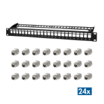LogiLink Modular 24-port Cat.6A keystone panel, 19"/1U, black, PrimeLine