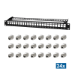 LogiLink Modular 24-port Cat.6A keystone panel, 19"/1U, black, PrimeLine