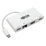 Tripp Lite U444-06N-HV4GU USB-C Multiport Adapter - 4K HDMI, VGA, USB-A, GbE, HDCP, White