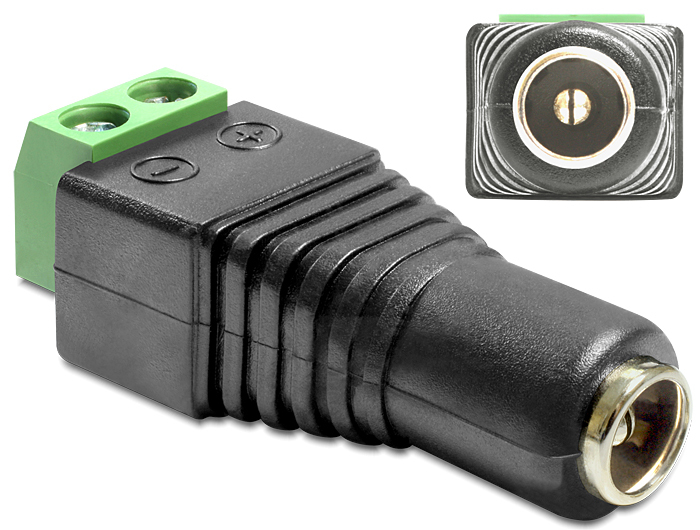 Image of DeLOCK 65421 cable gender changer DC 2.1 x 5.5 mm 2p Black, Green,...