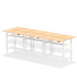 Dynamic Air Back-to-Back W1600 x D800mm Height Adjustable Sit Stand 6 Person Bench Desk With Cable Ports Maple Finish White Frame - HA02458 DD