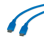 ROLINE USB 2.0 Cable, C–C, M/M, 60W, silicone, blue, 1 m