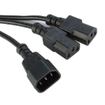 Videk IEC C14 Plug to 2 x IEC C13 Socket Mains Splitter Power Cable Black 2.5Mtr