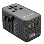 Verbatim UTA-06 100W GaN III universele reisadapter Met 2 x USB-C PD & QC 4+ & 2 x USB-A QC 3.0 poorten