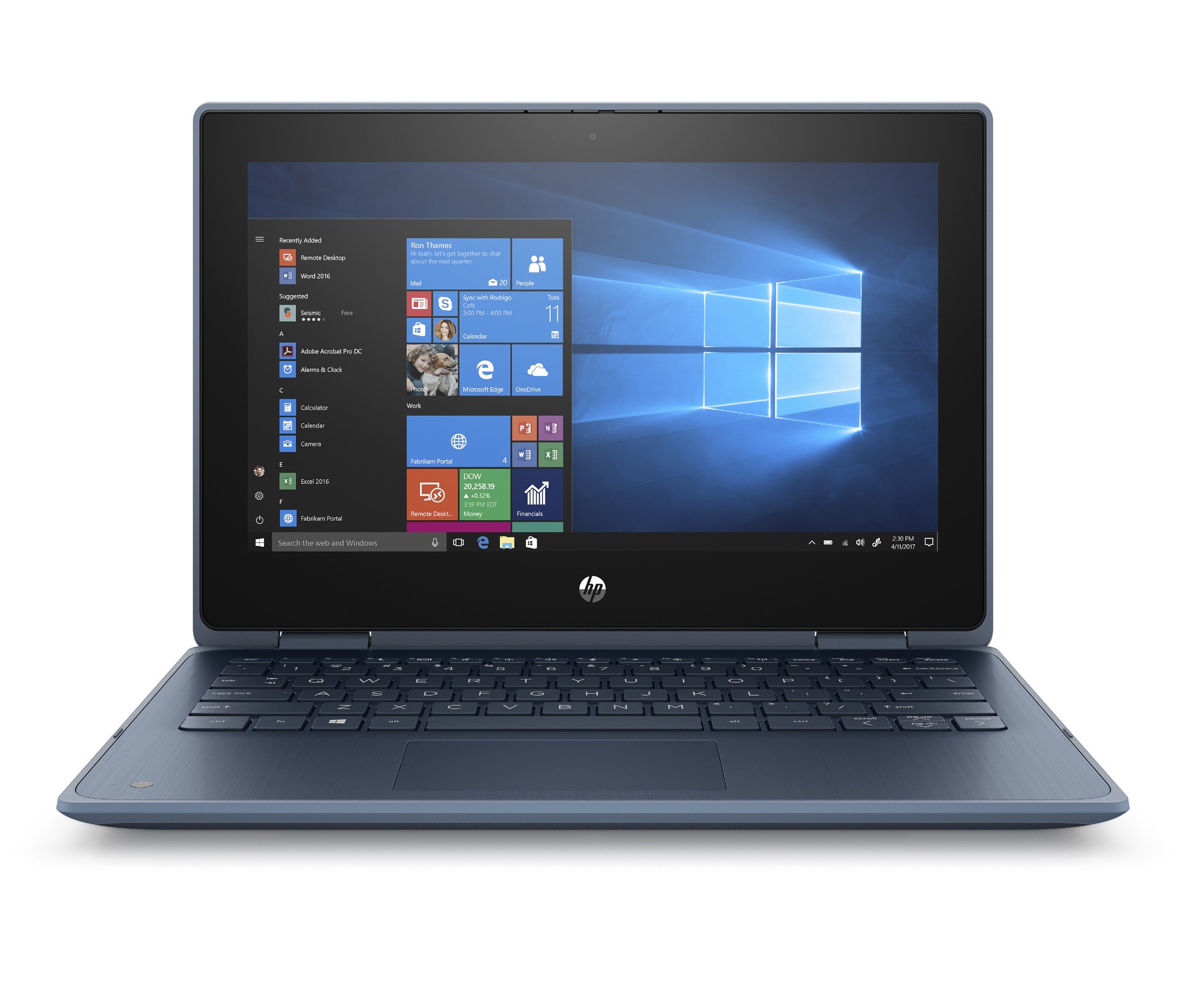 HP ProBook x360 11 G5 EE Hybrid (2-in-1) 29.5 cm (11.6") Touchscreen HD Intel® Celeron® N 4 GB DDR4-SDRAM 128 GB SSD Blue