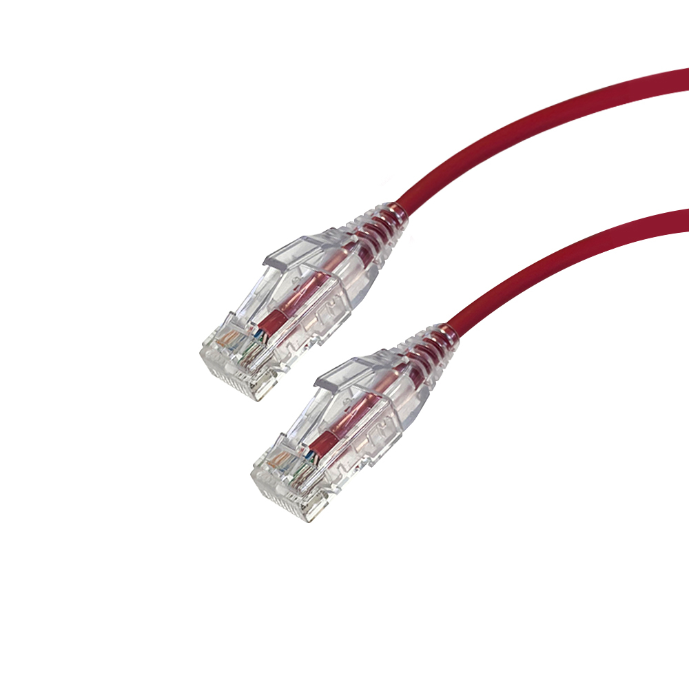 Videk Cat6 Slim U/UTP LSZH RJ45 to RJ45 Booted Patch Cable 28 AWG Red - 0.75Mtr