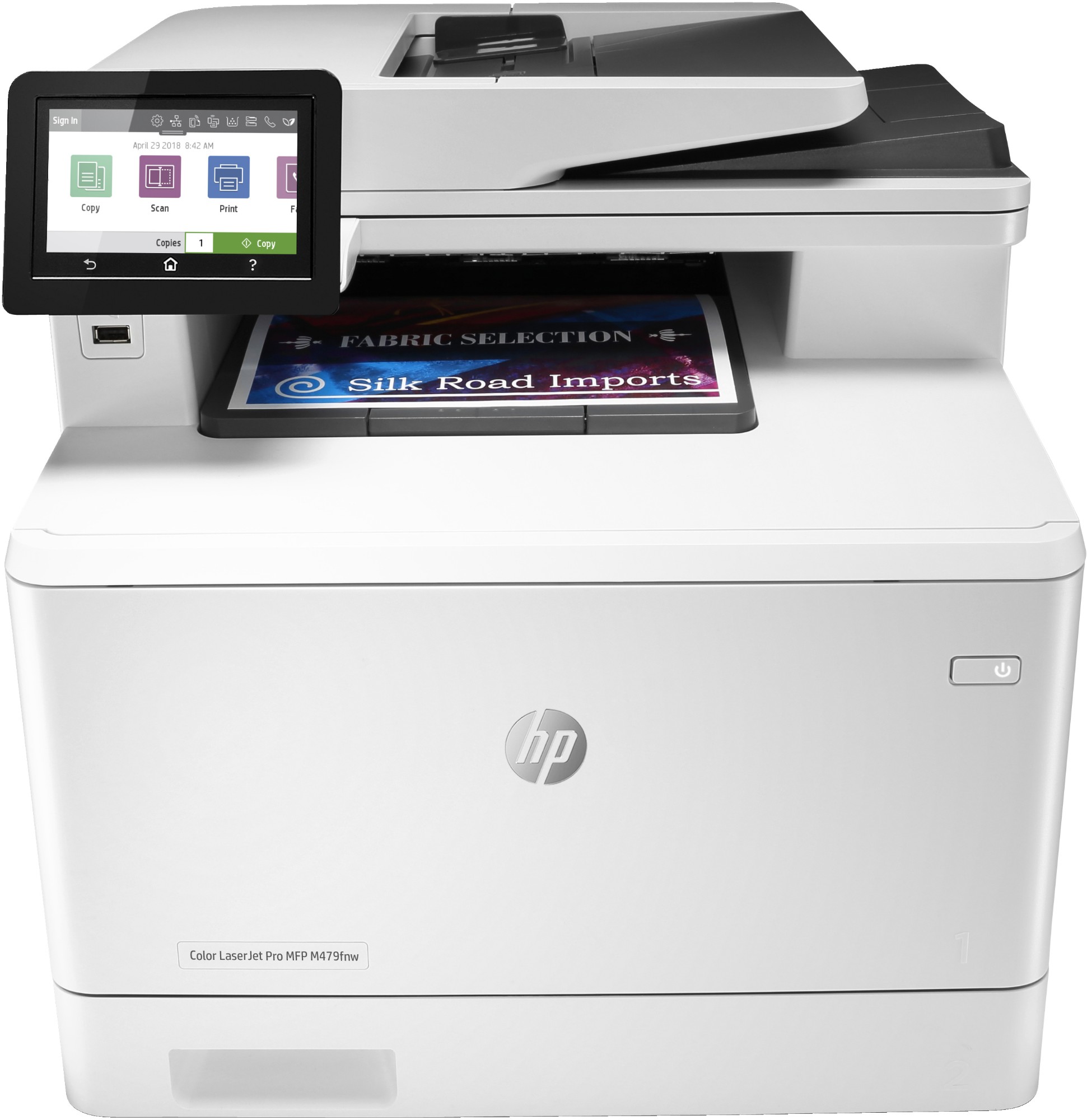HP Colour LaserJet Pro MFP M479fnw, Print, copy, scan, fax, email, Scan to email/PDF; 50-sheet uncurled ADF