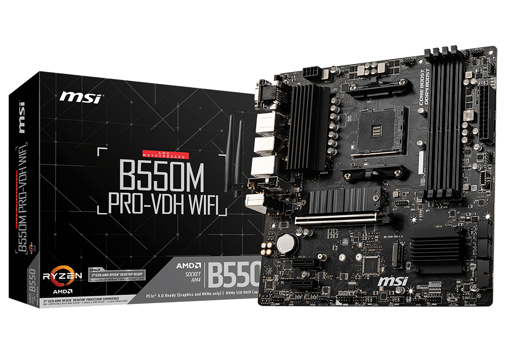 Image of MSI B550M PRO-VDH WIFI motherboard AMD B550 Socket AM4 micro ATX
