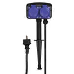 LogiLink LPS214 power extension 2 m 2 AC outlet(s) Outdoor Black, Blue