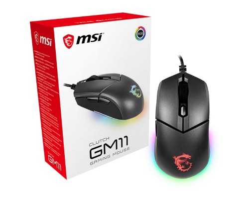 MSI CLUTCH GM11 WHITE Gaming Mouse '2-Zone RGB, upto 5000 DPI, 6 Programmable button, Symmetrical design, OMRON Switches, Center'