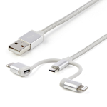 StarTech.com 1 m (3 ft.) USB Multi Charging Cable - USB to Micro-USB or USB-C or Lightning for iPhone / iPad / iPod / Android - Apple MFi Certified - 3 in 1 USB Charger - Braided  Chert Nigeria