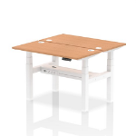 Dynamic Air Back-to-Back W1200 x D600mm Height Adjustable Sit Stand 2 Person Bench Desk With Cable Ports Oak Finish White Frame - HA01552 DD