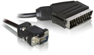 Image of DeLOCK 65028 video cable adapter 2 m SCART (21-pin) VGA (D-Sub) Black