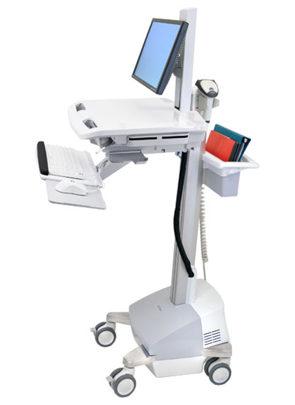Ergotron StyleView EMR Cart with LCD Pivot, SLA Powered Aluminium, Grey, White Flat panel Multimedia cart